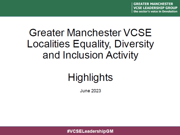 Greater Manchester VCSE  Localities Equality, Diversity and Inclusion Activity​ ​ Highlights​