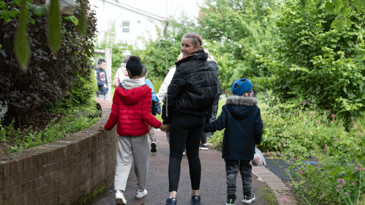 A family walking in a park