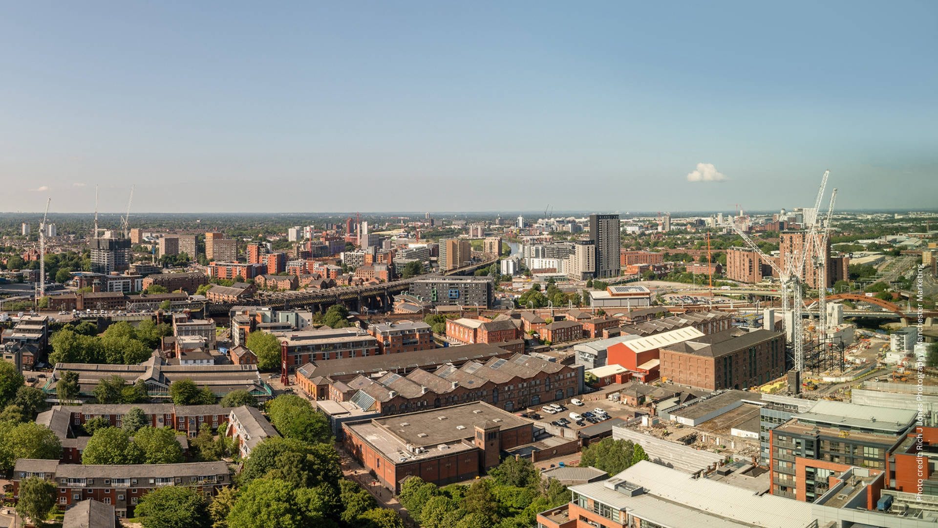 A wide photo of the Greater Manchester region